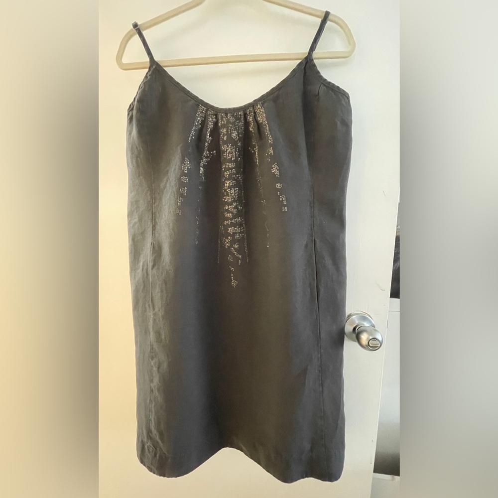 Eileen Fisher Linen Slip Dress with Sequin Accents